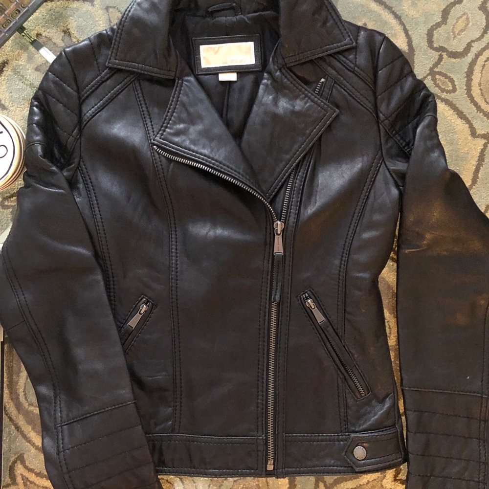 MICHAEL Michael Kors Black Leather Moto Jacket